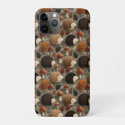 Whimsical Autumn Hedgehog & Mushroom Pattern Case-Mate iPhoneケース (裏)