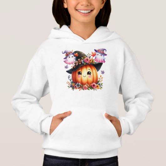 Whimsical Autumn Pumpkin Witch Design (正面)