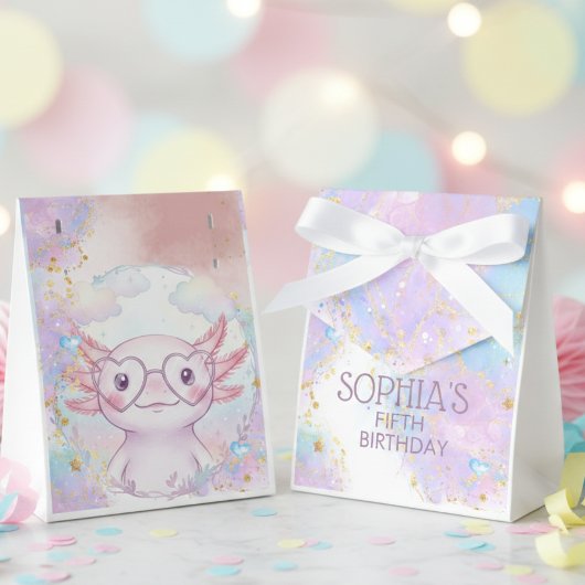 Whimsical axolotl kids birthday フェイバーボックス