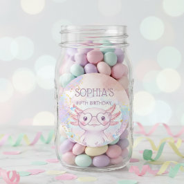 Whimsical axolotl kids birthday ラウンドシール