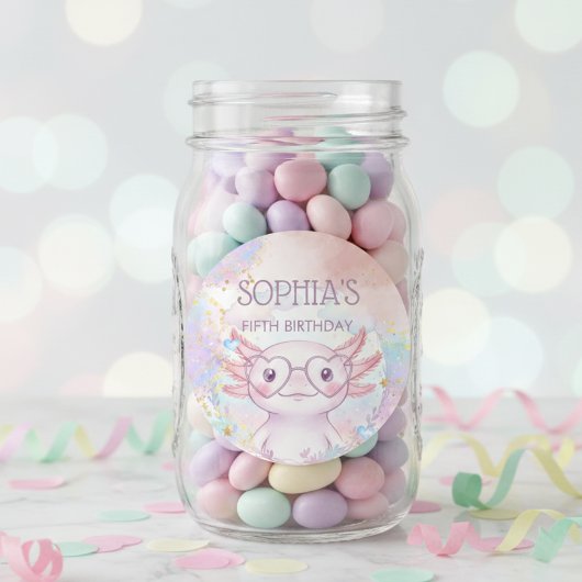 Whimsical axolotl kids birthday ラウンドシール