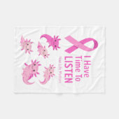 Whimsical Axolotl Pink Ribbon Blanket フリースブランケット (正面(横))