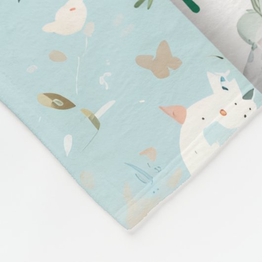 Whimsical baby blanket forest animals patterns フリースブランケット (角)