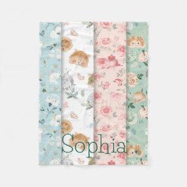 Whimsical baby blanket forest animals patterns フリースブランケット