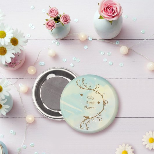 Whimsical Baby Blue Chirp, Smile, Repeat マグネット