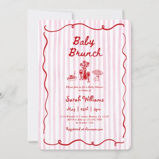 Whimsical Baby Brunch Baby Shower Girl 招待状 (正面)
