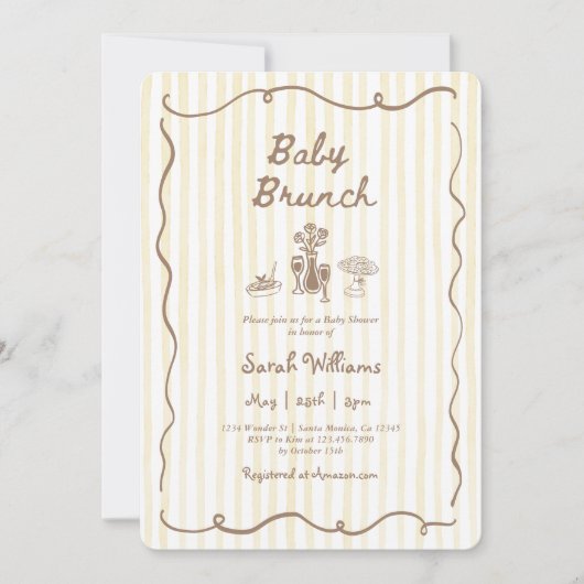 Whimsical Baby Brunch Baby Shower Girl 招待状 (正面)