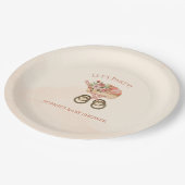 Whimsical Baby Carriage Floral Baby Shower ペーパープレート (アングル)