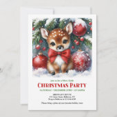 Whimsical baby deer snowy forest watercolor cozy  招待状 (正面)