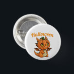 Whimsical Baby Dragon Pumpkin Halloween Button 缶バッジ<br><div class="desc">Immerse yourself in the enchanting glow of autumn with this sophisticated illustrative masterpiece. Featuring a meticulously rendered baby dragon cradled within a vibrant pumpkin, this design captures the pure essence of seasonal wonder. The warm amber hues and soft textures evoke a sense of cozy nostalgia, making it a premier choice...</div>