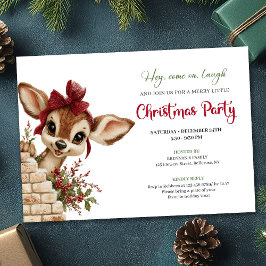 Whimsical baby reindeer printable holiday invite 招待状