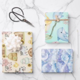 Whimsical Baby Wrapping Paper Set ラッピングペーパーシート