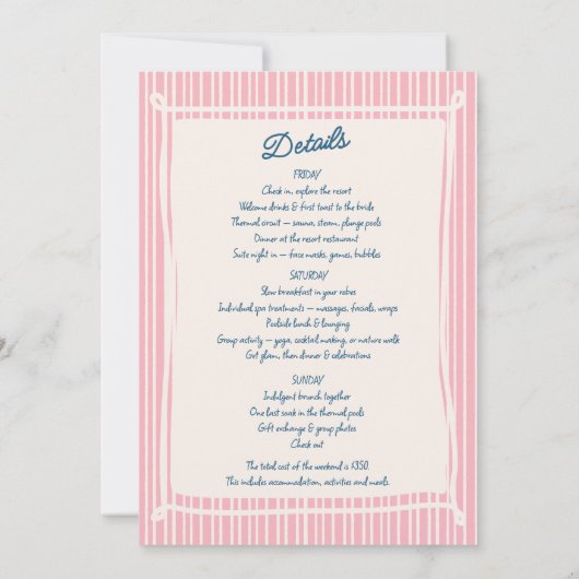 Whimsical Bachelorette Weekend Hand Drawn Doodle  招待状 (裏面)