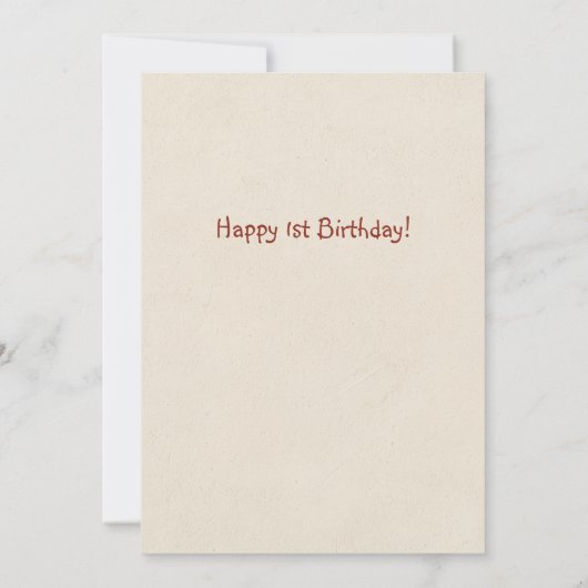 Whimsical Badger First Birthday One Year Old Flat カード (裏面)