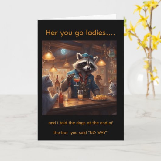 Whimsical bar birthday  card for regulars カード (黄色い花)