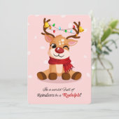 Whimsical Be a Rudolph Reindeer Quote Xmas Lights シーズンカード (スタンド正面)