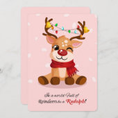 Whimsical Be a Rudolph Reindeer Quote Xmas Lights シーズンカード (正面/裏面)