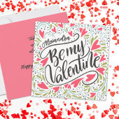 Whimsical Be My Valentine Custom Name Flat  カード
