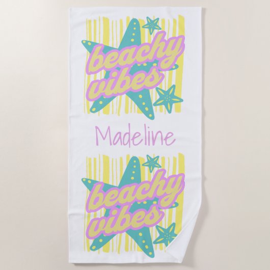 Whimsical Beach Seashells ビーチタオル (正面)