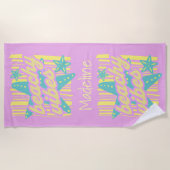 Whimsical Beach Seashells ビーチタオル (正面)