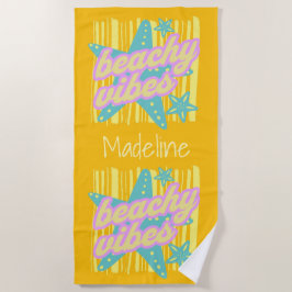 Whimsical Beach Seashells ビーチタオル