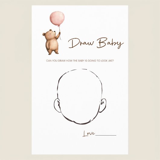 Whimsical Bear Baby Shower Guess the Baby Face  チラシ