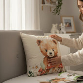 Whimsical Bear Mushroom Watercolor Childrens Room  クッション