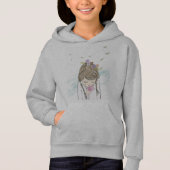 Whimsical Bear on Bicycle Girls' Hoodie - Fun  (正面)