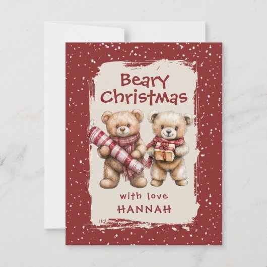 Whimsical Bear Themed Classroom Christmas シーズンカード (正面)