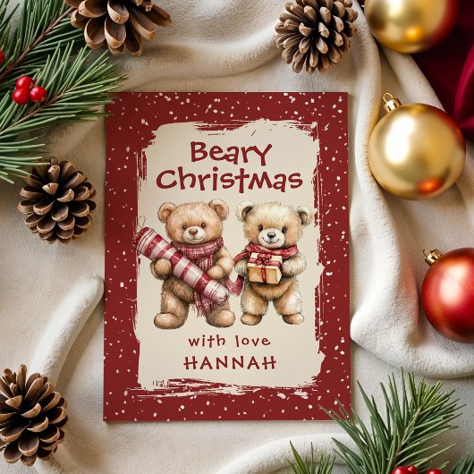 Whimsical Bear Themed Classroom Christmas シーズンカード