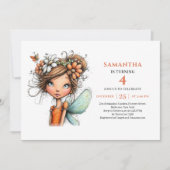 Whimsical Beautiful Fairy Girl Birthday Invitation 招待状 (正面)