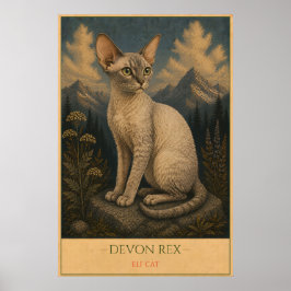 Whimsical Beauty: Devon Rex ポスター