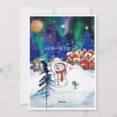 Whimsical Beaver and Snowman Northern Light シーズンカード (裏面)