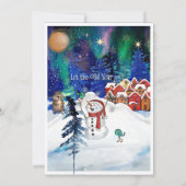 Whimsical Beaver and Snowman Northern Light シーズンカード (裏面)