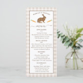 Whimsical Beige Woodland Hare Wedding Menu Card メニュー (スタンド正面)