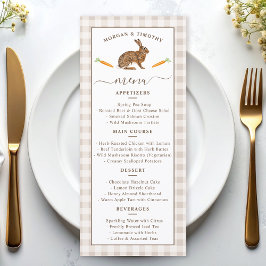 Whimsical Beige Woodland Hare Wedding Menu Card メニュー