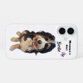 Whimsical Bernedoodle Dog Photo Momma’s Girl  Name iPhone 16ケース (裏面横)