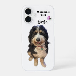Whimsical Bernedoodle Dog Photo Momma’s Girl  Name iPhone 16ケース