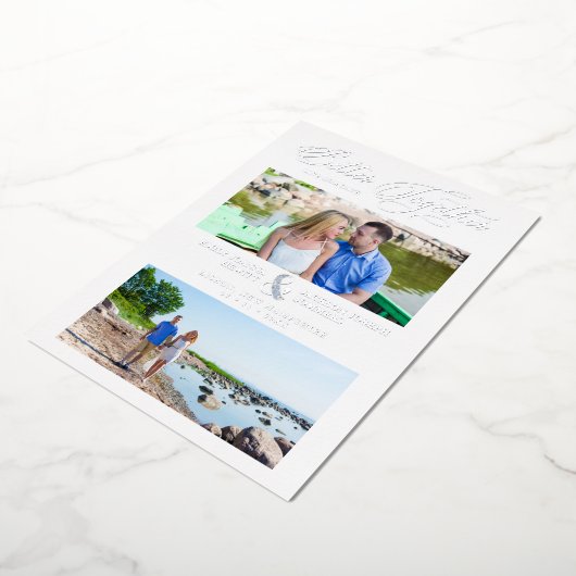 Whimsical Better Together Quote 2 Photos Wedding  箔招待状 (回転した状態)