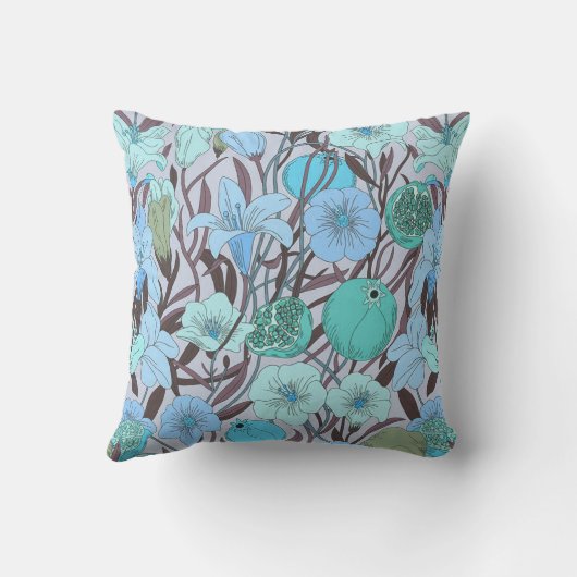 Whimsical Bible Flowers – Doodle Pattern クッション (裏面)