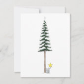 Whimsical Big Christmas Tree Snowy Holiday Card シーズンカード (正面)