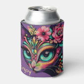 Whimsical Big-Eye Retro Diva Cat Kitty 缶クーラー (缶正面)