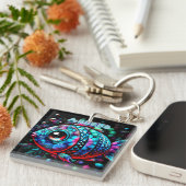 Whimsical Big-Eyed Fish Nautical Personalized キーホルダー (正面右)