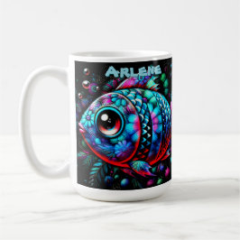 Whimsical Big-Eyed Fish Nautical Personalized コーヒーマグカップ