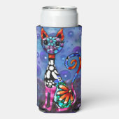 Whimsical Big-Eyed Funky Abstract Kitty Cat スリム缶クーラー (Seltzer裏面)