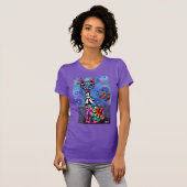 Whimsical Big-Eyed Funky Abstract Kitty Cat Tシャツ (正面フル)
