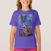 Whimsical Big-Eyed Funky Abstract Kitty Cat Tシャツ (正面)