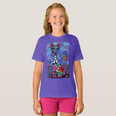 Whimsical Big-Eyed Funky Abstract Kitty Cat Tシャツ (正面フル)