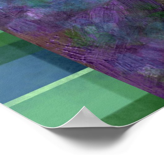 Whimsical Big-Eyed Funky Kitty Cat Abstract ポスター (角)