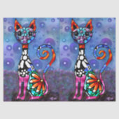 Whimsical Big-Eyed Funky Kitty Cat Decoupage 薄葉紙 (正面)
